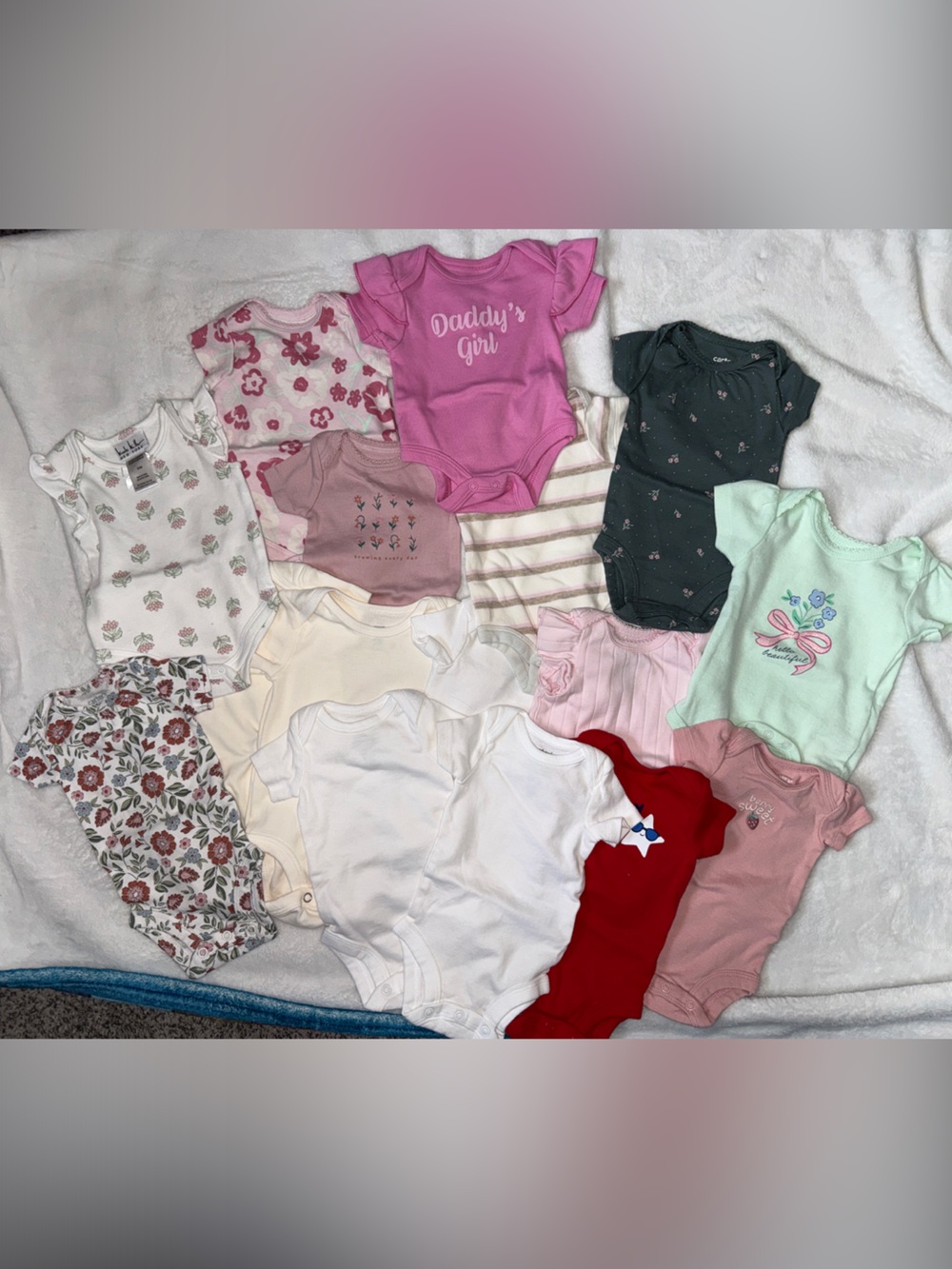 Mixed Newborn Short-Sleeve Onesies Pack - Pink, White, Mint, Red, Green
